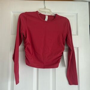 lululemon athletica Long Sleeve Ruched Crop Top in Berry Red